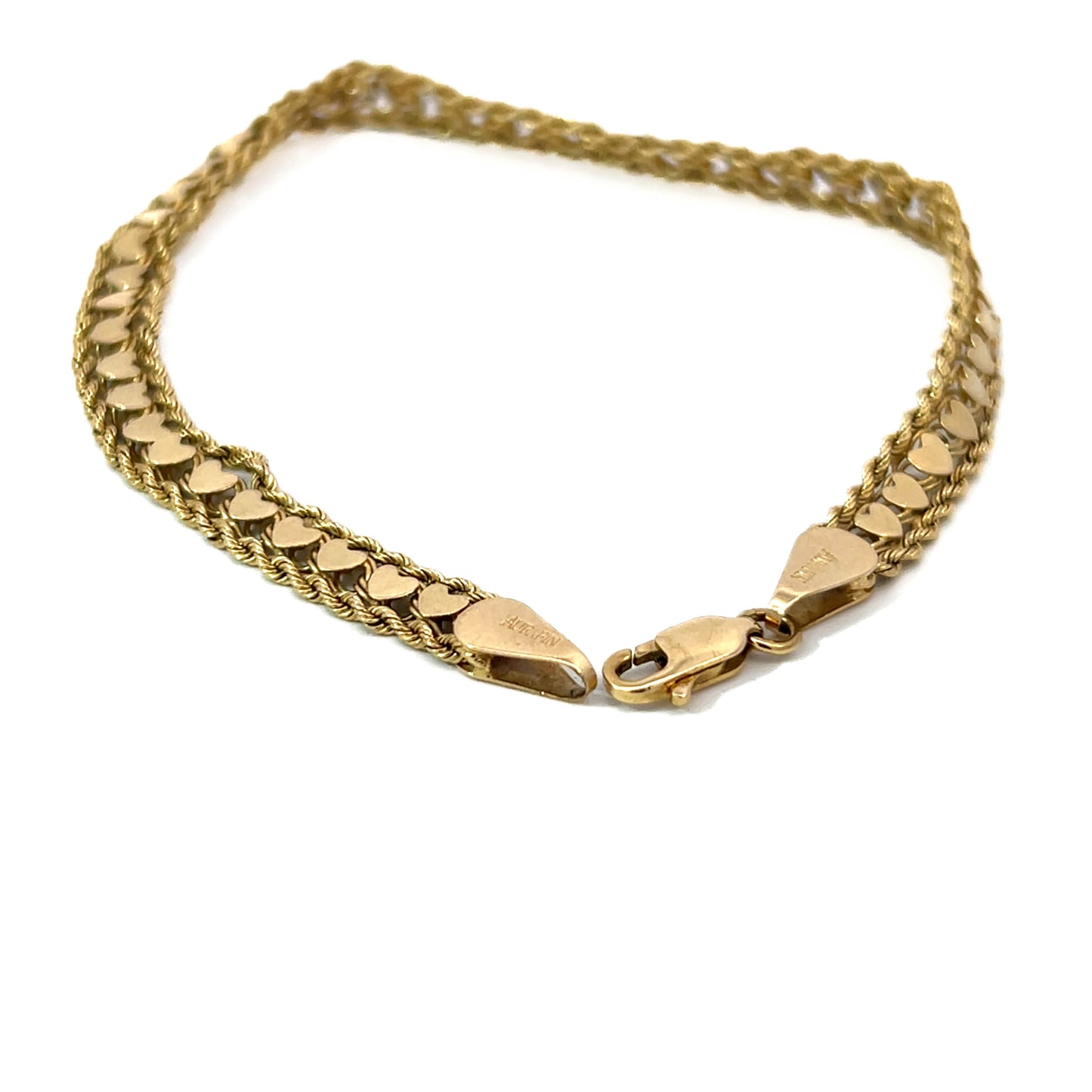 14K Gold Estate Heart Bracelet