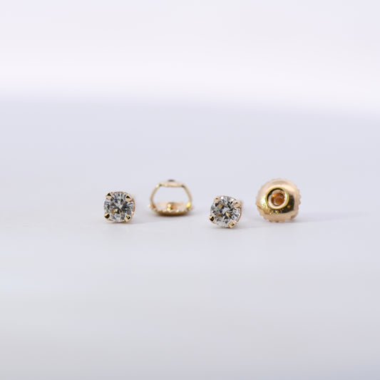 14K Yellow Gold Estate Natural Diamond Earrings