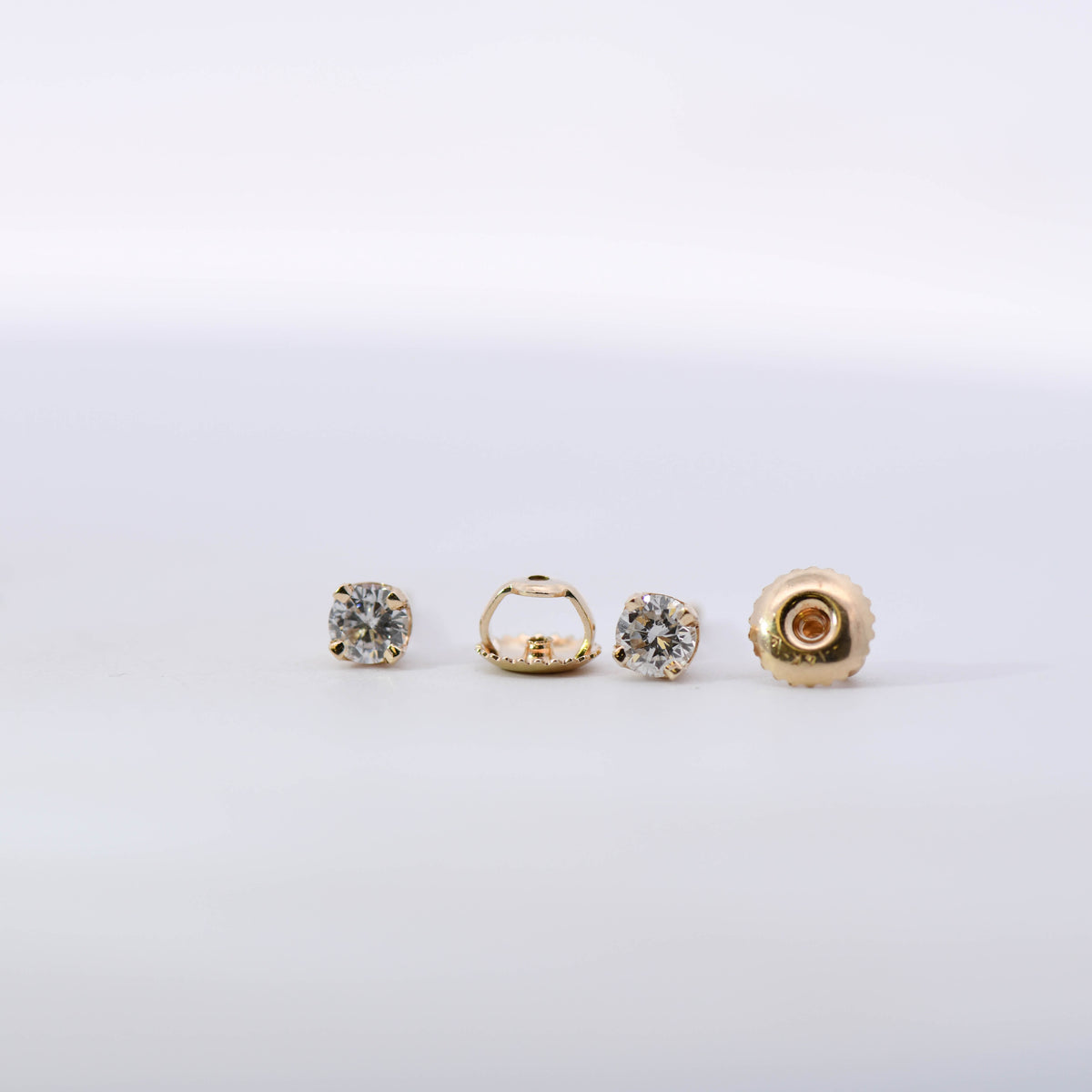 14K Yellow Gold Estate Natural Diamond Earrings