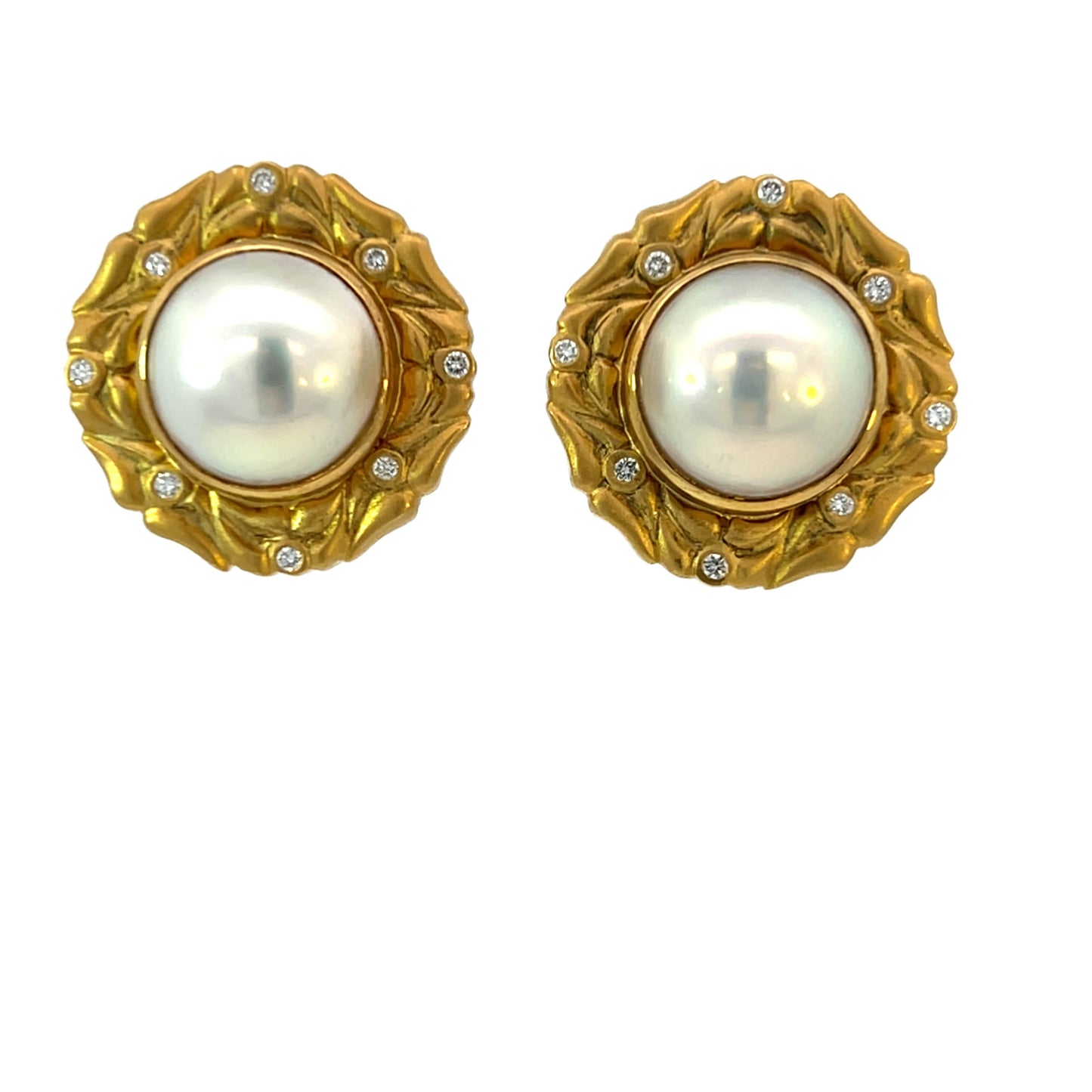 18K Gold Pearl Clip-on Earrings - Estate Jewelry