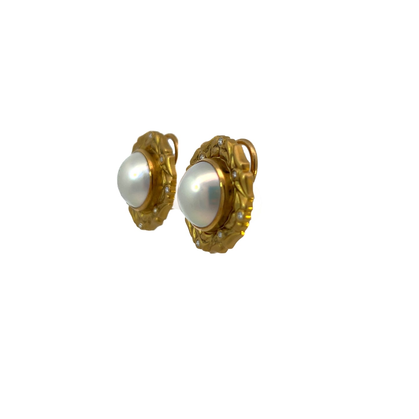 18K Gold Pearl Clip-on Earrings - Estate Jewelry